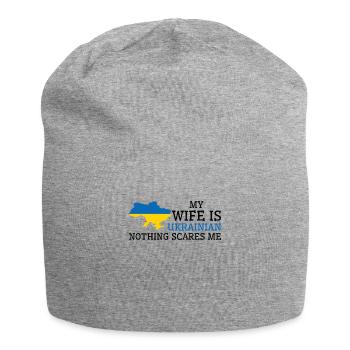 Nothing Scares Me Ukrainian Wife Ukraine - Jersey Beanie - heather grey - Front