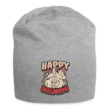 Happy Halloween ghost drinks wine - Jersey Beanie - heather grey - Front