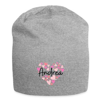 J’aime Andrea - des cœurs pour Andrea - Bonnet en jersey - gris chiné - Devant