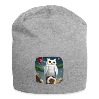 Christmas motif snowy owl - Jersey Beanie - heather grey - Front