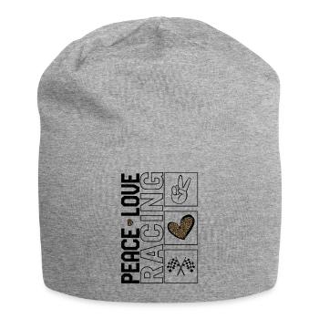 Chemise de course, drapeau à damier Peace Love Racecar - Bonnet en jersey - gris chiné - Devant