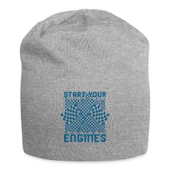 Chemise de course, démarrez vos moteurs drapeau à damier - Bonnet en jersey - gris chiné - Devant