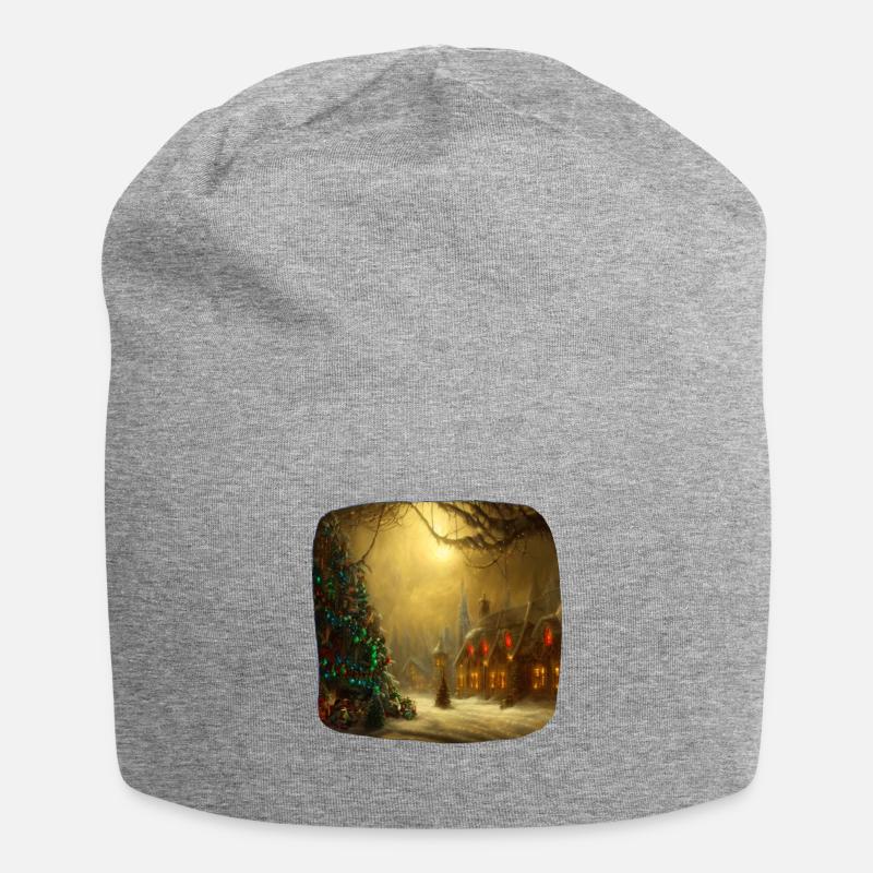 Weihnachtsdorf - Jersey-Beanie - Grau meliert