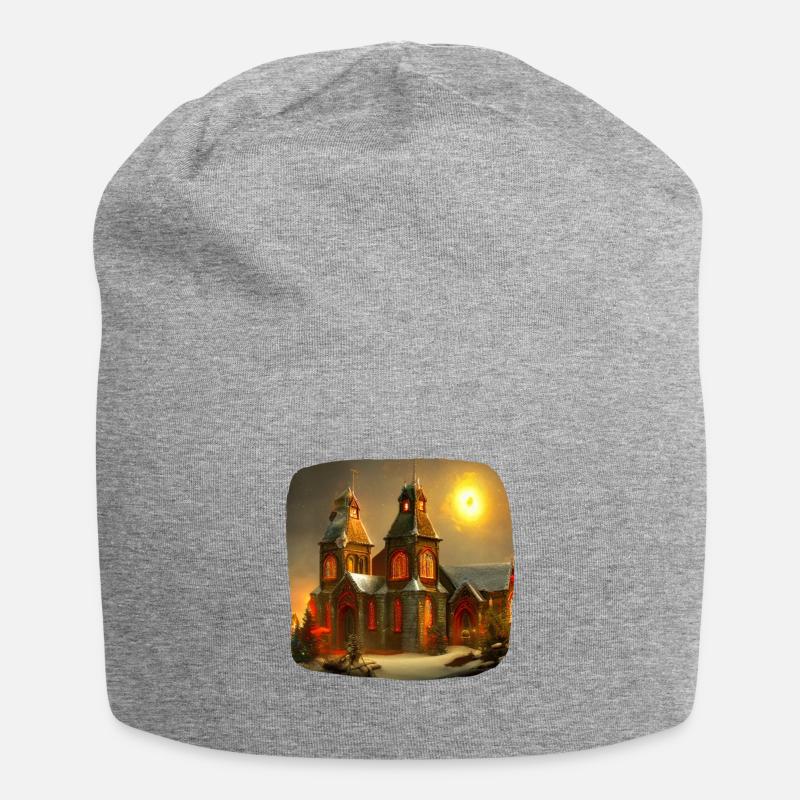 Weihnachts Kirche - Jersey-Beanie - Grau meliert
