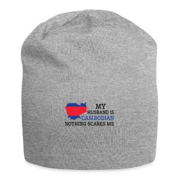Nothing Scares Me Cambodian Husband Cambodia - Jersey Beanie - heather grey - Front