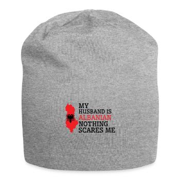 Nothing Scares Me Albanian Husband Albania - Jersey Beanie - heather grey - Front