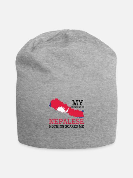 Nothing Scares Me Nepalese Husband Nepal - Jersey Beanie - heather grey