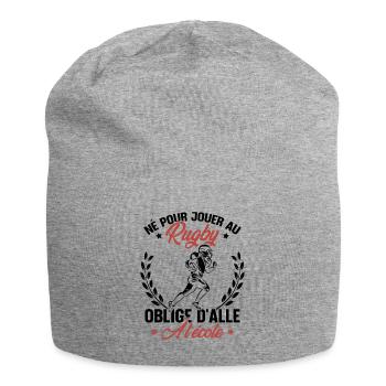 Né pour jouer au rugby oblige d'aller à l'école - Bonnet en jersey - gris chiné - Devant