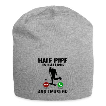 Skateboarding Gift Half Pipe Is Calling I must Go - Jersey Beanie - heather grey - Front
