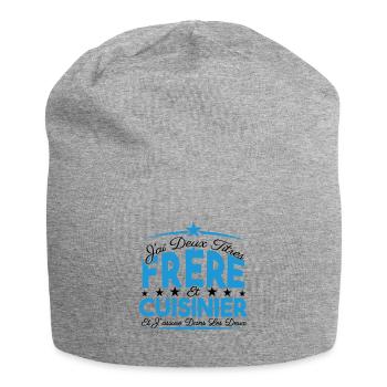 J'ai deux titres frère et Cuisinier. Cadeau frère. - Bonnet en jersey - gris chiné - Devant
