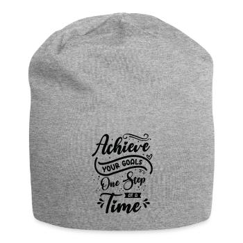 Goal Typography Life Quotes Positive Message - Jersey Beanie - heather grey - Front