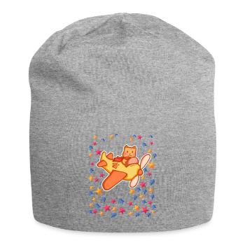 Cat pilot in the starry sky - Jersey Beanie - heather grey - Front