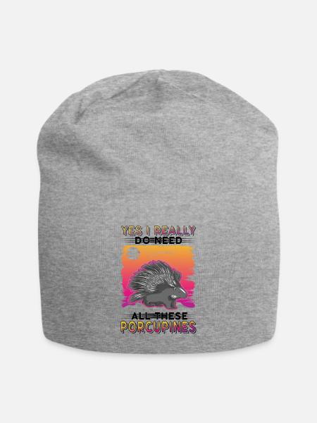 Stachelschwein Geschenk Porcupine - Jersey-Beanie - Grau meliert