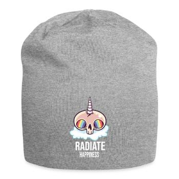Strahlen Glück Regenbogen Hippies Schädelknochen - Jersey-Beanie - Grau meliert - Vorne