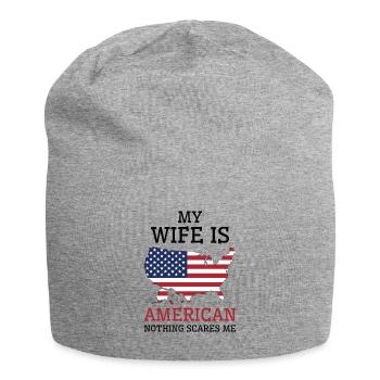 Nichts macht mir Angst Amerikanische Ehefrau - Jersey-Beanie - Grau meliert - Vorne