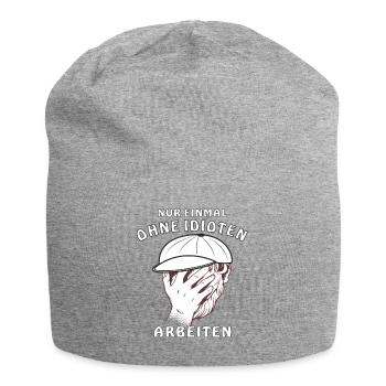 GESICHT NUR EINMAL OHNE IDIOTEN ARBEITEN - Jersey-Beanie - Grau meliert - Vorne