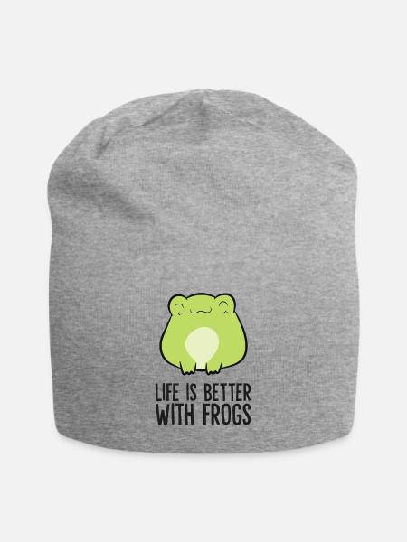 Amateurs de grenouilles La vie est meilleure avec les grenouilles - Bonnet en jersey - gris chiné