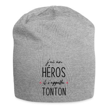 J'ai un héros il s'appelle tonton - Bonnet en jersey - gris chiné - Devant