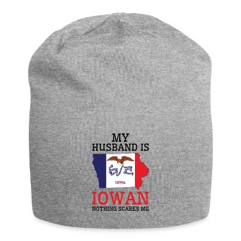 Nothing Scares Me Iowan Husband Iowa - Jersey Beanie - heather grey - Front