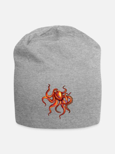 Diving Squid Octopus Fan Kraken Design - Jersey Beanie - heather grey