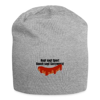 Kopf sagt Sport Bauch sagt Currywurst - Spruch - Jersey-Beanie - Grau meliert - Vorne