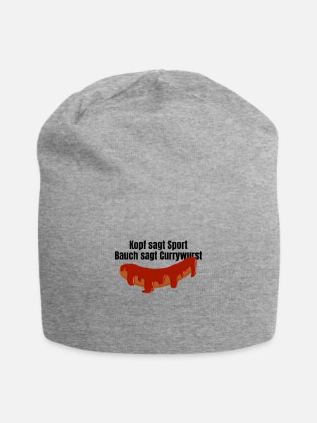 Kopf sagt Sport Bauch sagt Currywurst - Spruch - Jersey-Beanie - Grau meliert