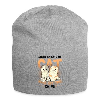 Sorry I'm late - Jersey Beanie - heather grey - Front