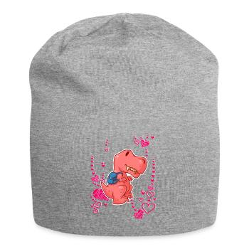 T-Rex Love Hearts Schoolchild - Jersey Beanie - heather grey - Front