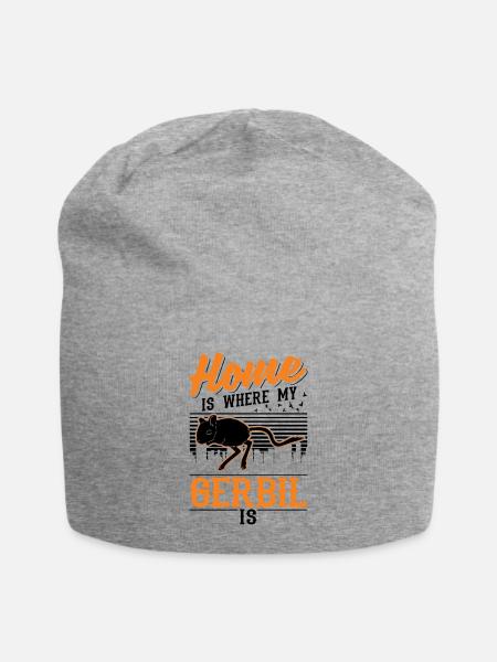 Zuhause ist wo mein Gerbil ist Rennmaus - Jersey-Beanie - Grau meliert