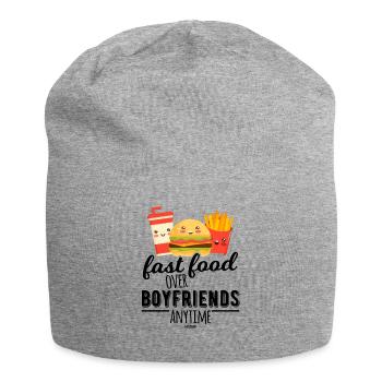 Fast Food Over Boyfriends Anytime - Jersey-Beanie - Grau meliert - Vorne