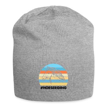 Horseback Riding Colorful Sunset Background Horse - Jersey Beanie - heather grey - Front
