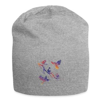 Vögel auf einem Zweig - Jersey-Beanie - Grau meliert - Vorne
