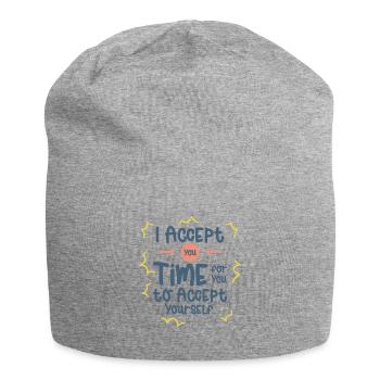 Inspirierender Motivator Selbstfürsorge - Jersey-Beanie - Grau meliert - Vorne