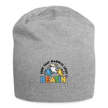 Rainbow Animal Singing Playing Unicorn Lover - Jersey Beanie - heather grey - Front