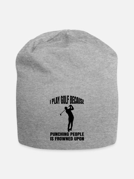 Golf Golfspielerin Golfschläger Spruch Golfball - Jersey-Beanie - Grau meliert