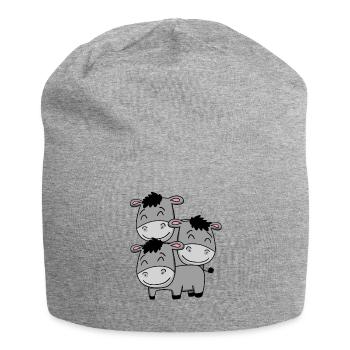 Niedliche Esel - Jersey-Beanie - Grau meliert - Vorne