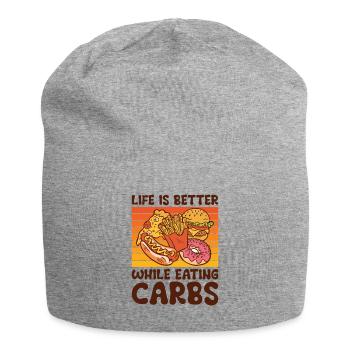 Kohlenhydrate Fast Food Leben Foodie Essen - Jersey-Beanie - Grau meliert - Vorne