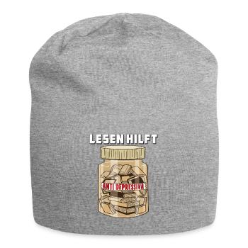 BUCH LESEN HILFT - Jersey-Beanie - Grau meliert - Vorne