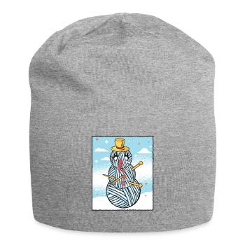 Garn Schneemann Nähen Stricken Häkeln - Jersey-Beanie - Grau meliert - Vorne