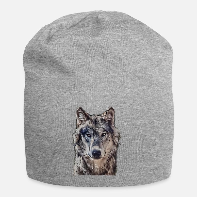 Wolfkopf from the front - Jersey Beanie - heather grey