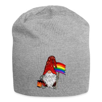 Weihnachts Gnom mit Gay Pride Flagge - Jersey-Beanie - Grau meliert - Vorne