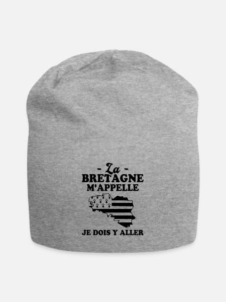 La bretagne m'appelle humour breton homme - Bonnet en jersey - gris chiné