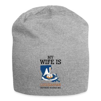 Nothing Scares Me Louisianian Wife Louisiana - Jersey Beanie - heather grey - Front