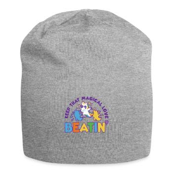 Rainbow Animal Singing Playing Unicorn Lover - Jersey Beanie - heather grey - Front