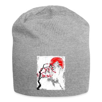 Haruno Japanese Cherry Blossom Illustration Japan - Jersey Beanie - heather grey - Front
