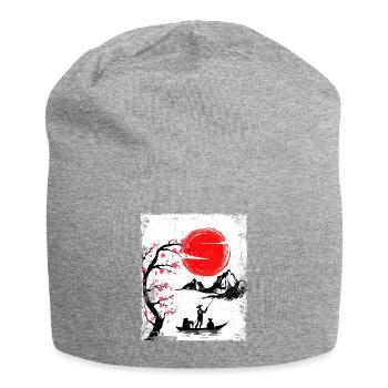 Haruno Japanese Cherry Blossom Illustration Japan - Jersey Beanie - heather grey - Front