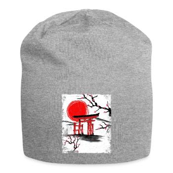 Haruno Japanese Cherry Blossom Illustration Japan - Jersey Beanie - heather grey - Front