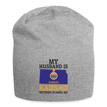 Nothing Scares Me Kansan Husband Kansas - Jersey Beanie - heather grey - Front