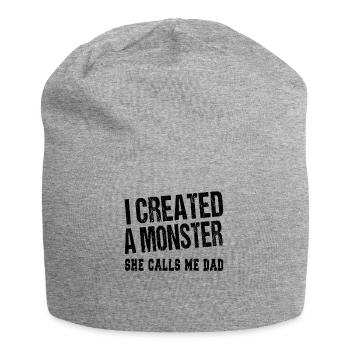I created a monster - Geburtstag Vater Vatertag - Jersey-Beanie - Grau meliert - Vorne