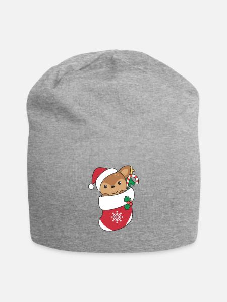 Reh Weihnachten Schnee Winter Tiere Rehe - Jersey-Beanie - Grau meliert